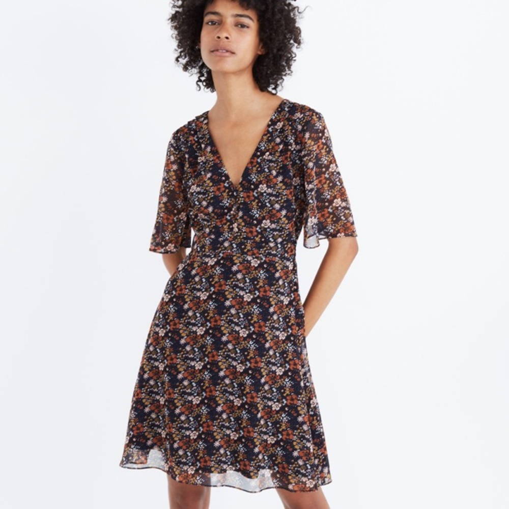 NWOT Madewell Orchard flutter sleeve dress